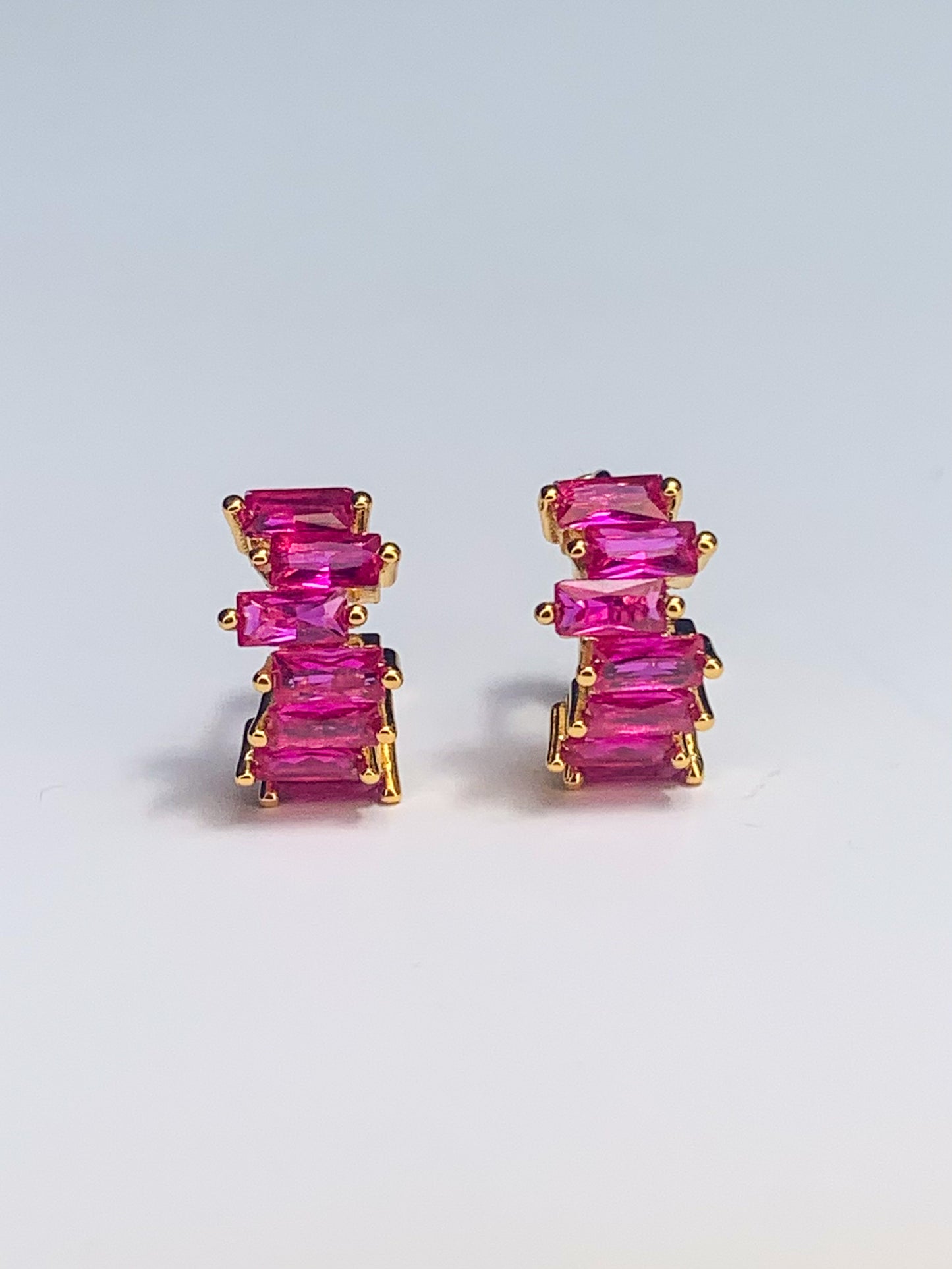 Pink Zirconia Hoop Earrings