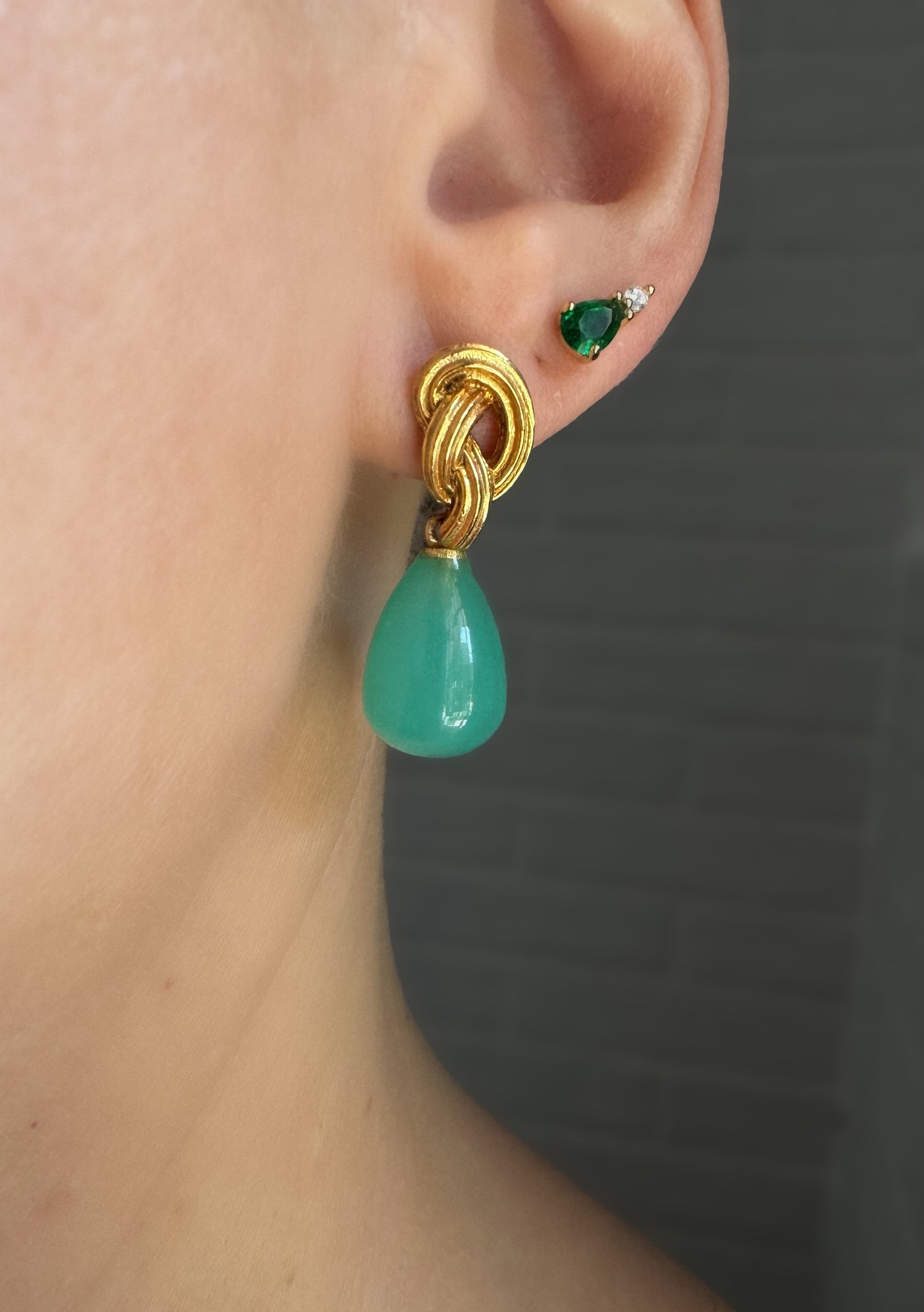 Knot Acqua Chalcedony Earrings
