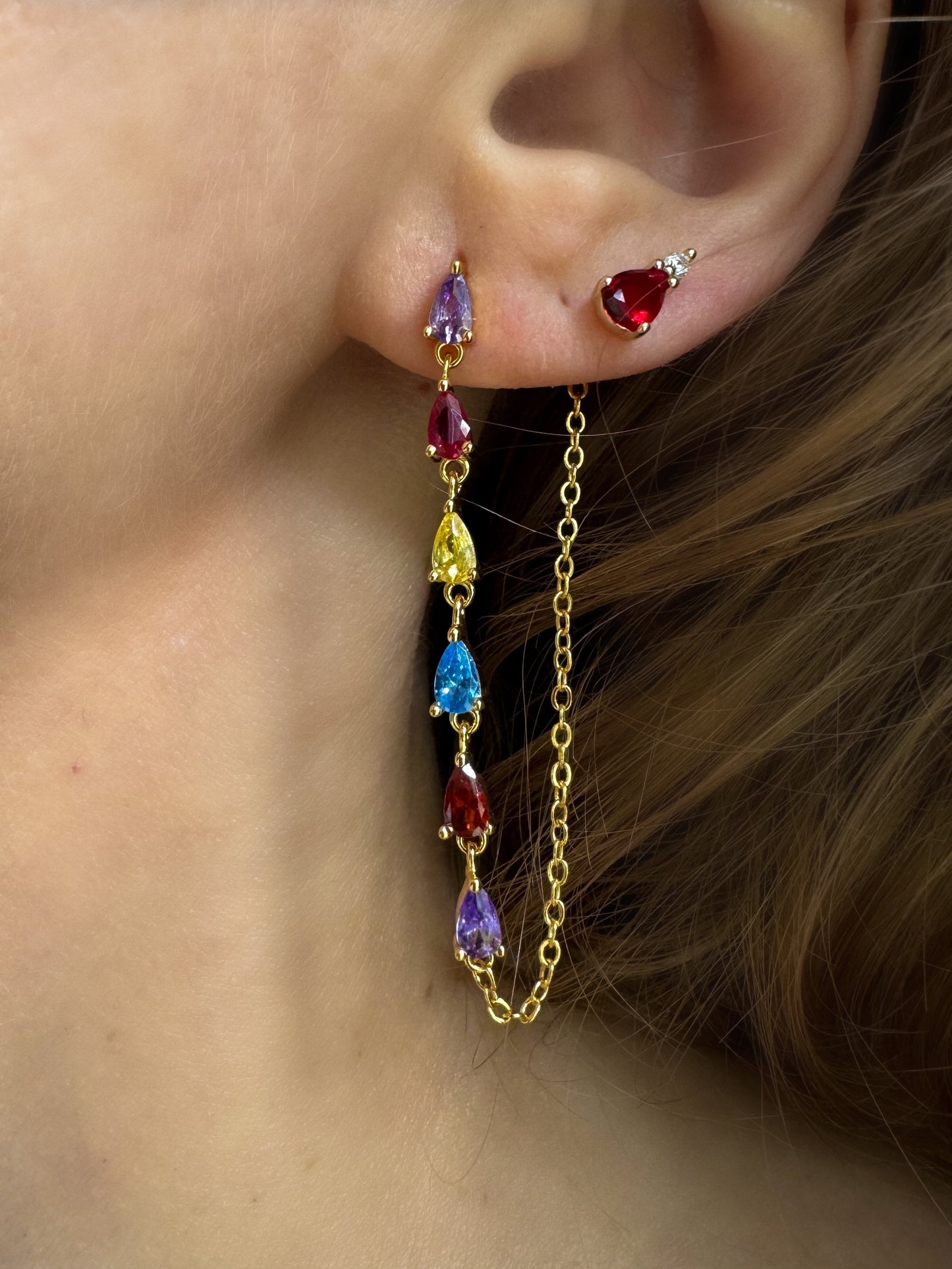 Rainbow Chain Earrings