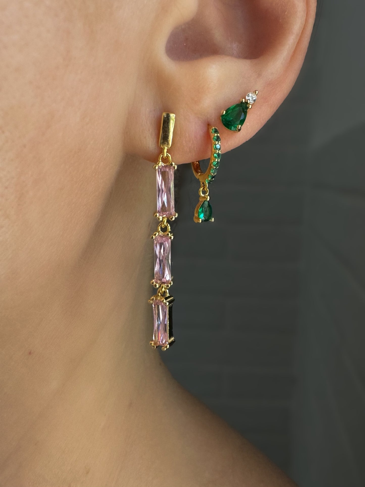 Mini Piercing Hoop Earrings in Green