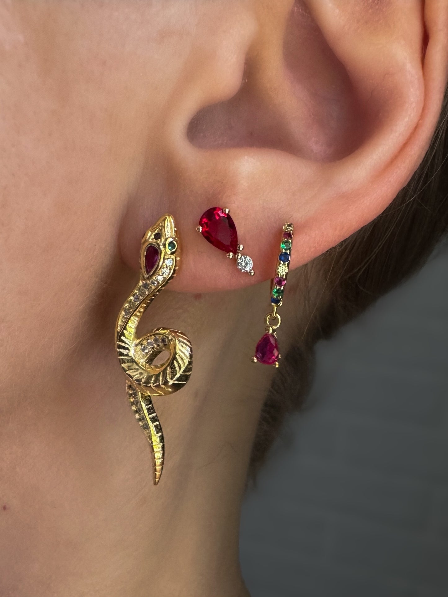 Mini Piercing Hoop Earrings in Rainbow