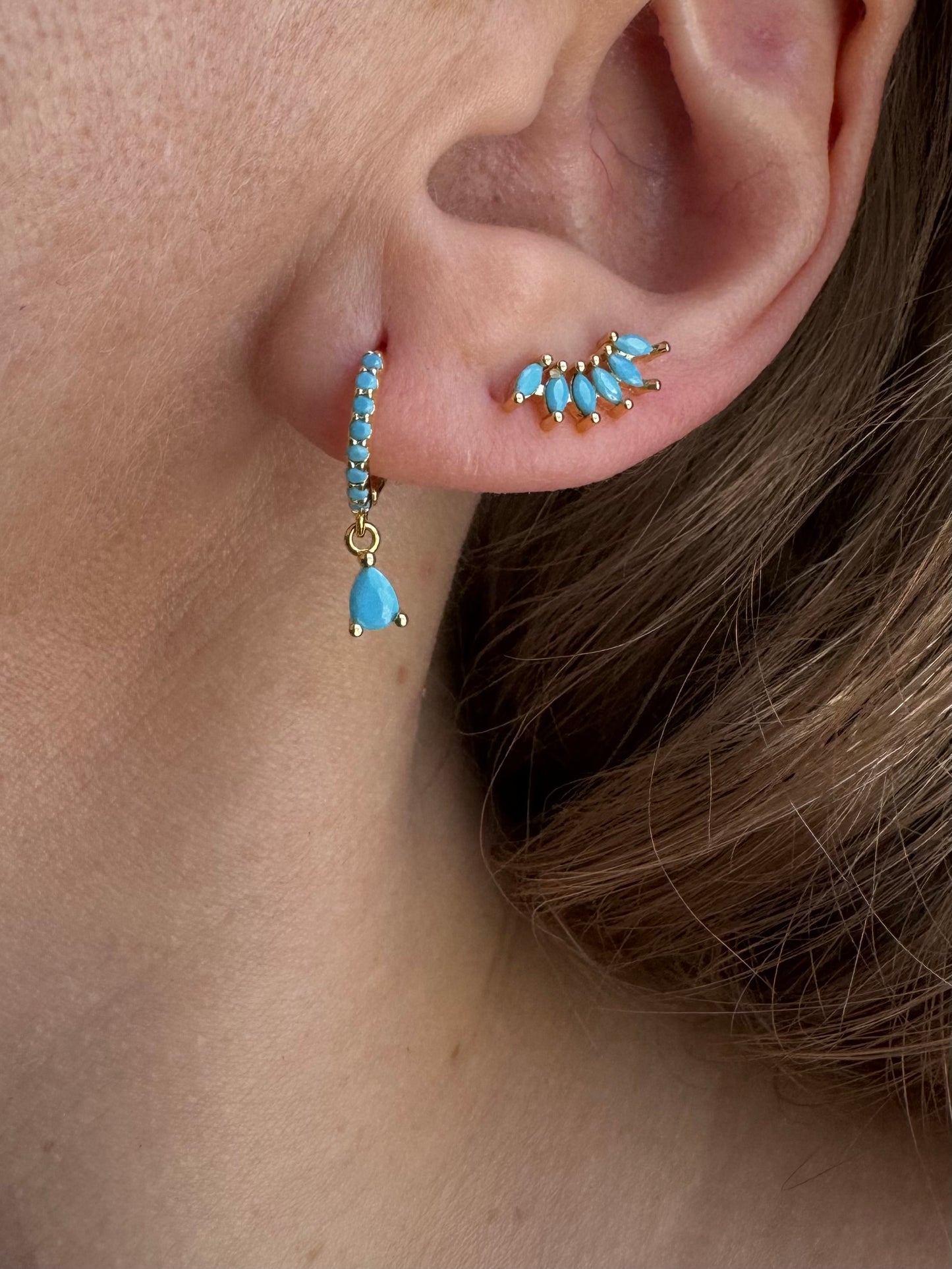Mini Piercing Hoop Earrings in Blue