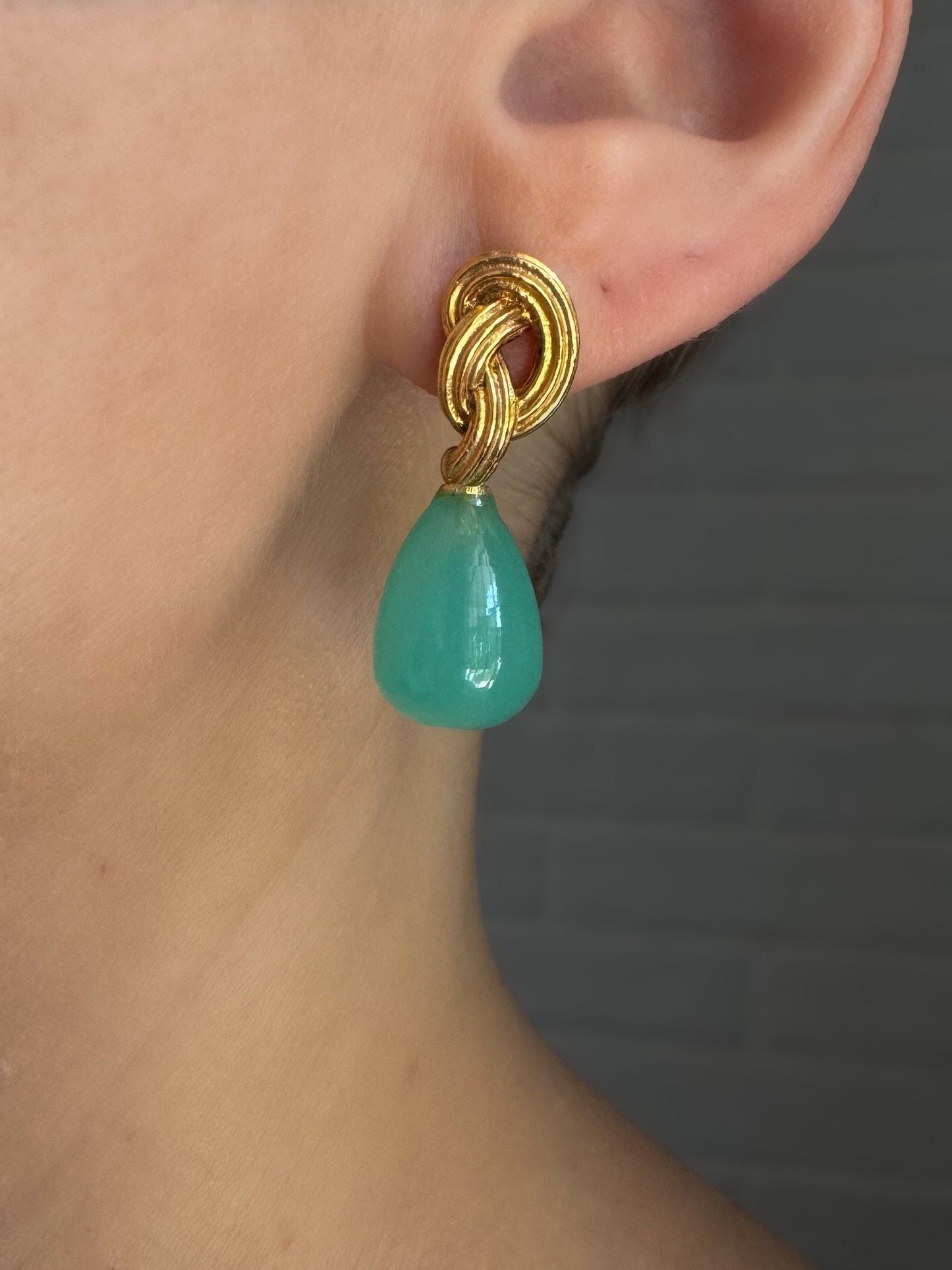 Knot Acqua Chalcedony Earrings