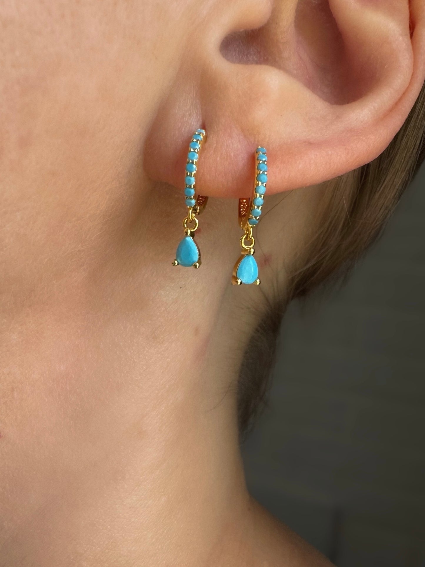 Mini Piercing Hoop Earrings in Blue