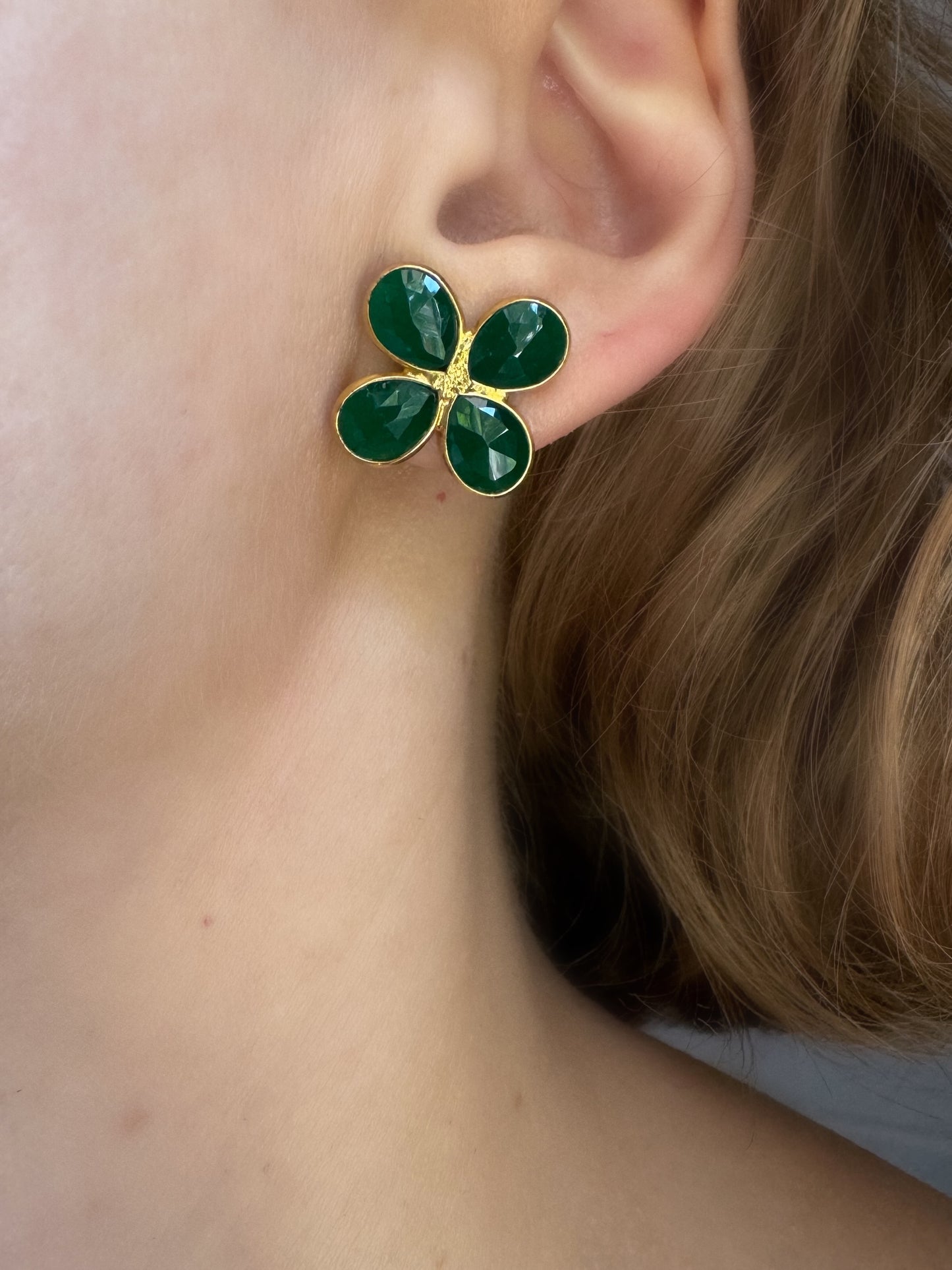 Clover Green Onyx Earrings