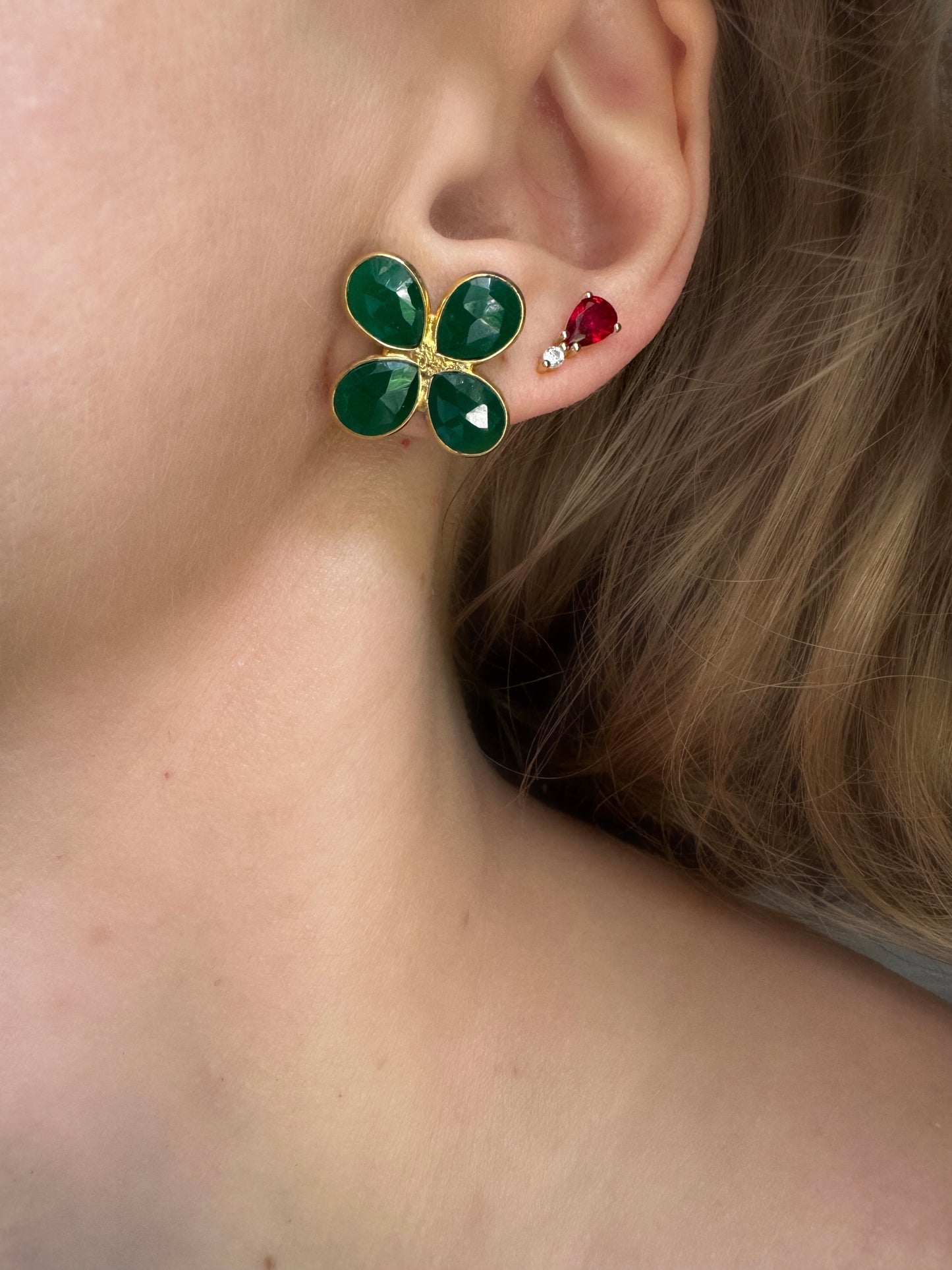 Clover Green Onyx Earrings