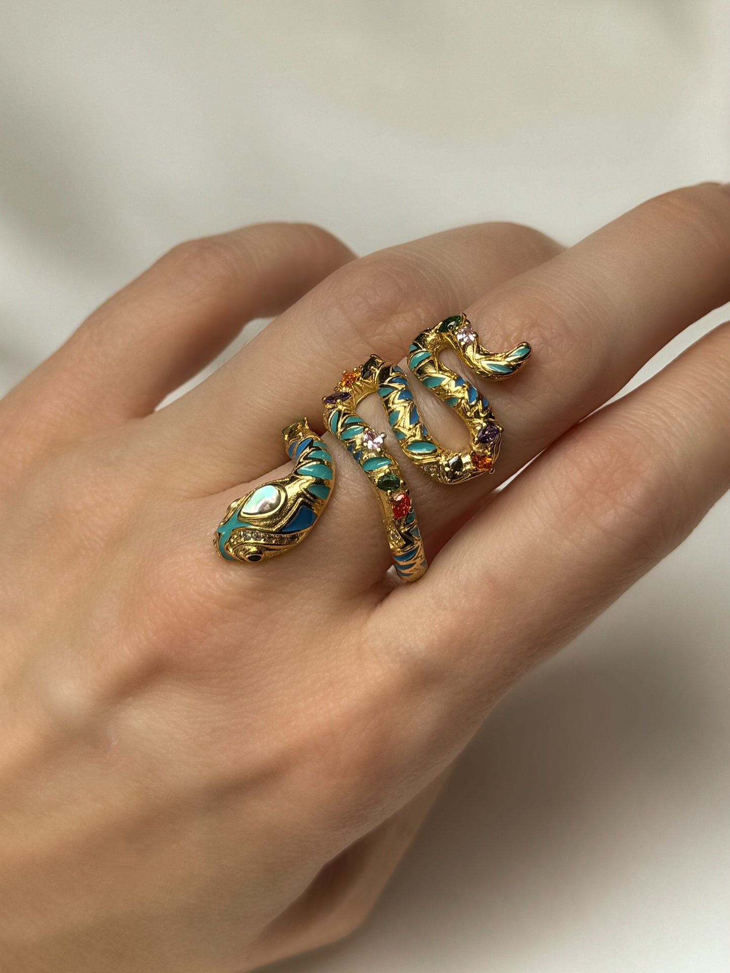 Blue Snake Cocktail Ring
