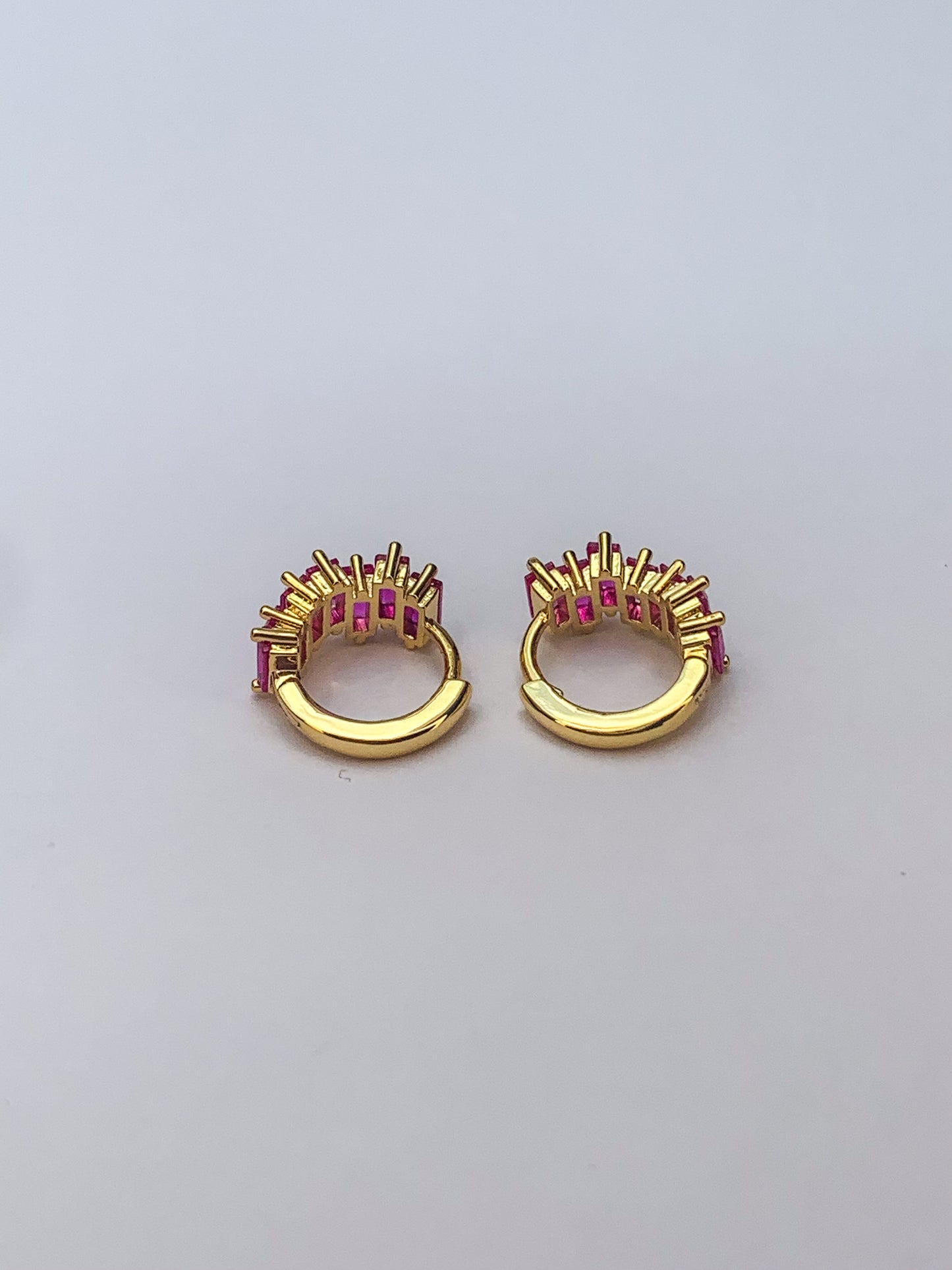 Pink Zirconia Hoop Earrings