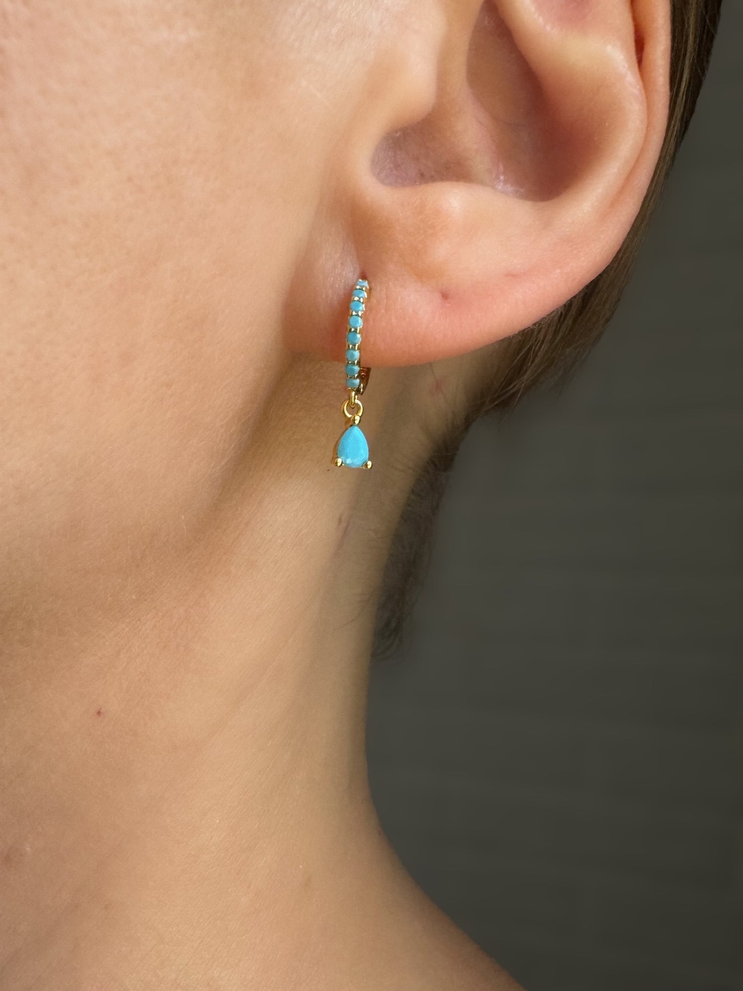 Mini Piercing Hoop Earrings in Blue
