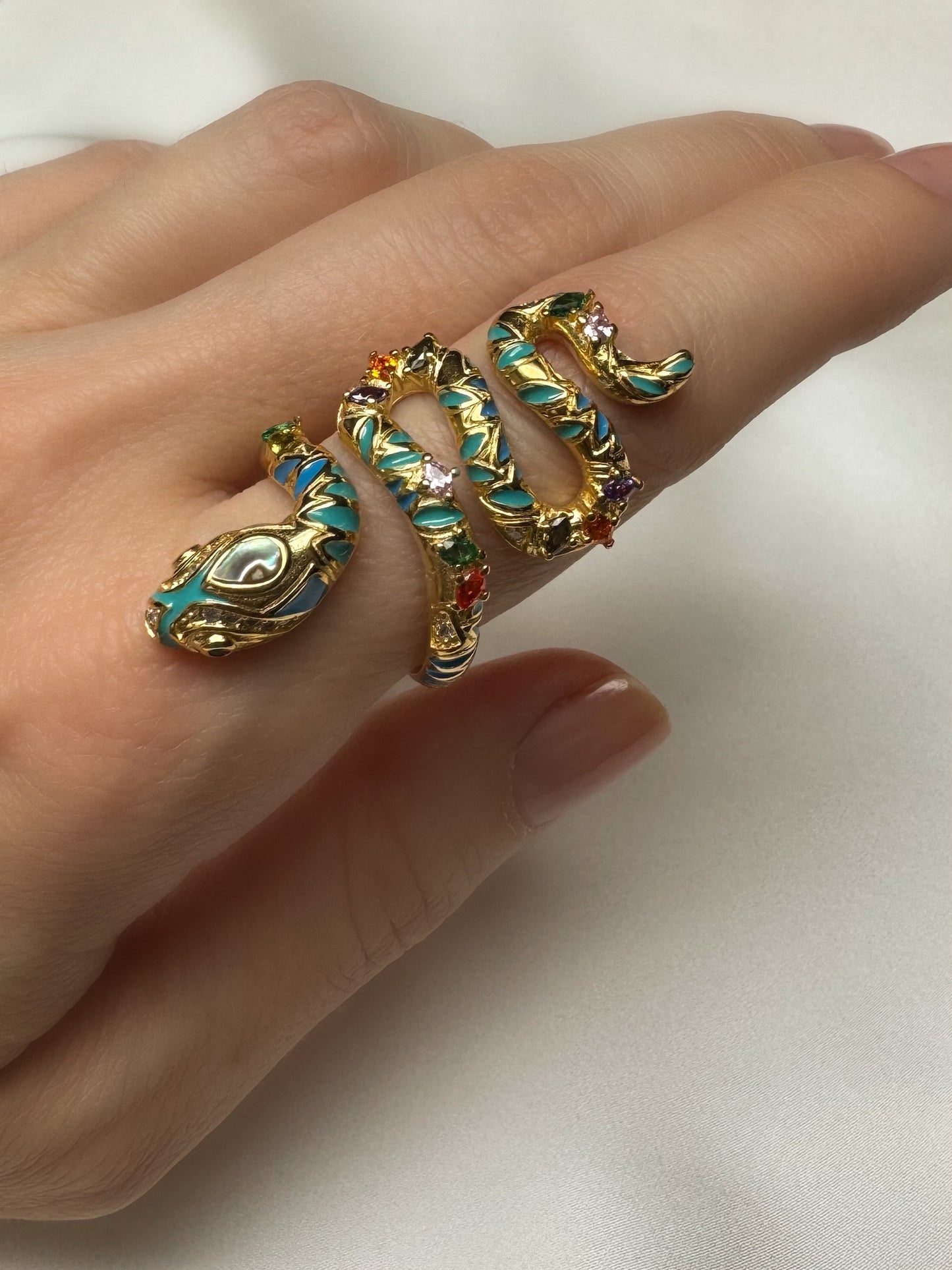 Blue Snake Cocktail Ring