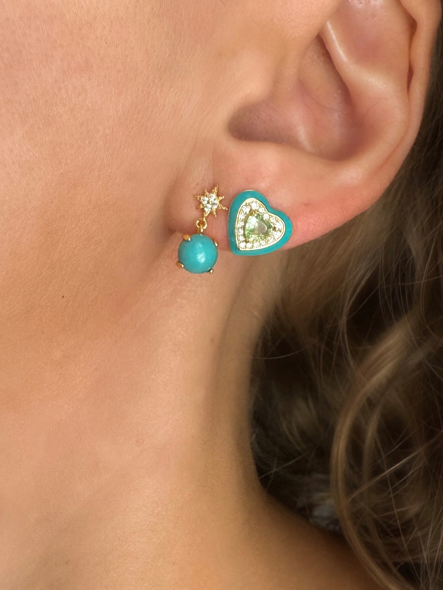 Heart Stud Earrings in Blue