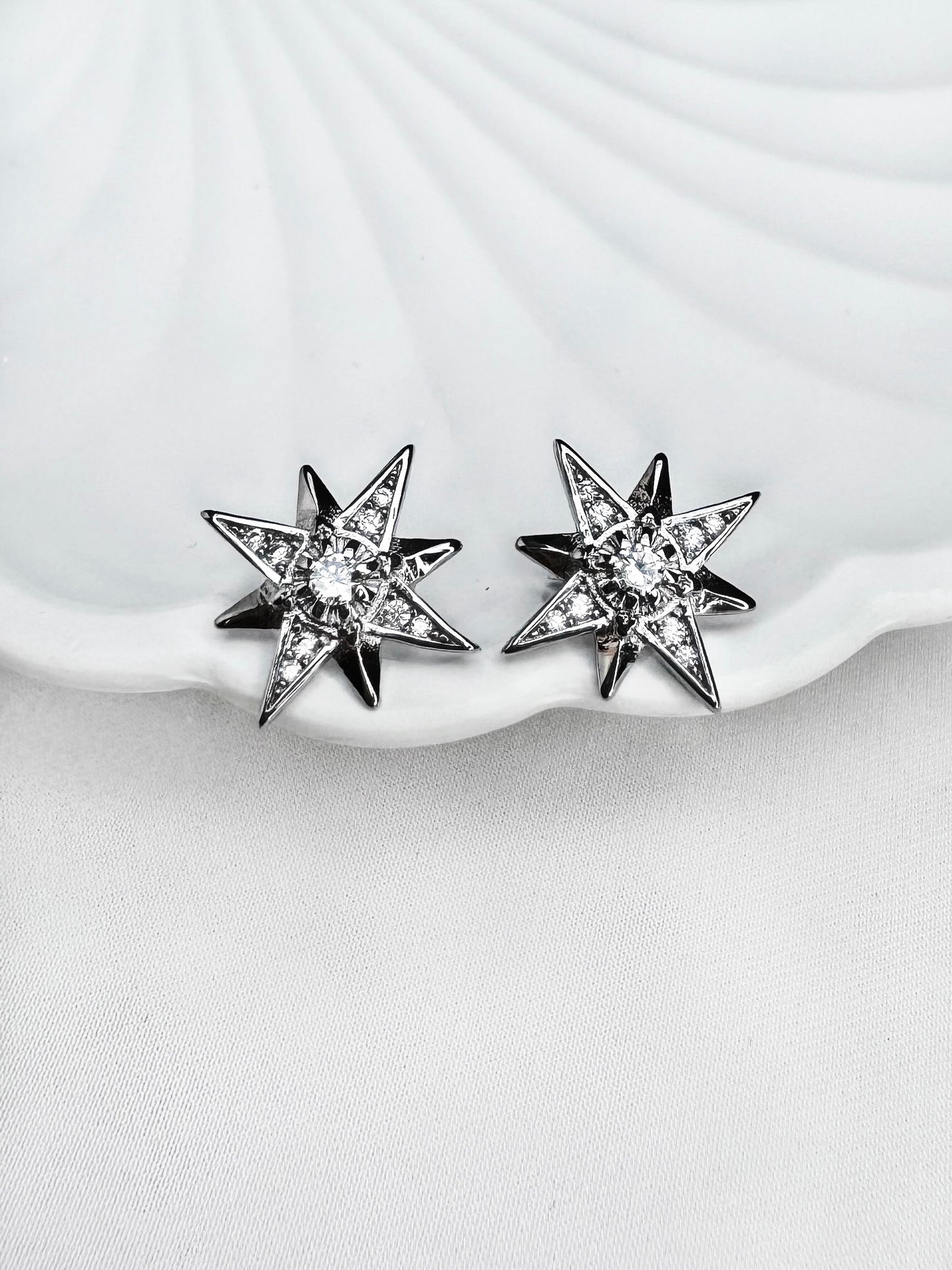 Silver Stars Stud Earrings