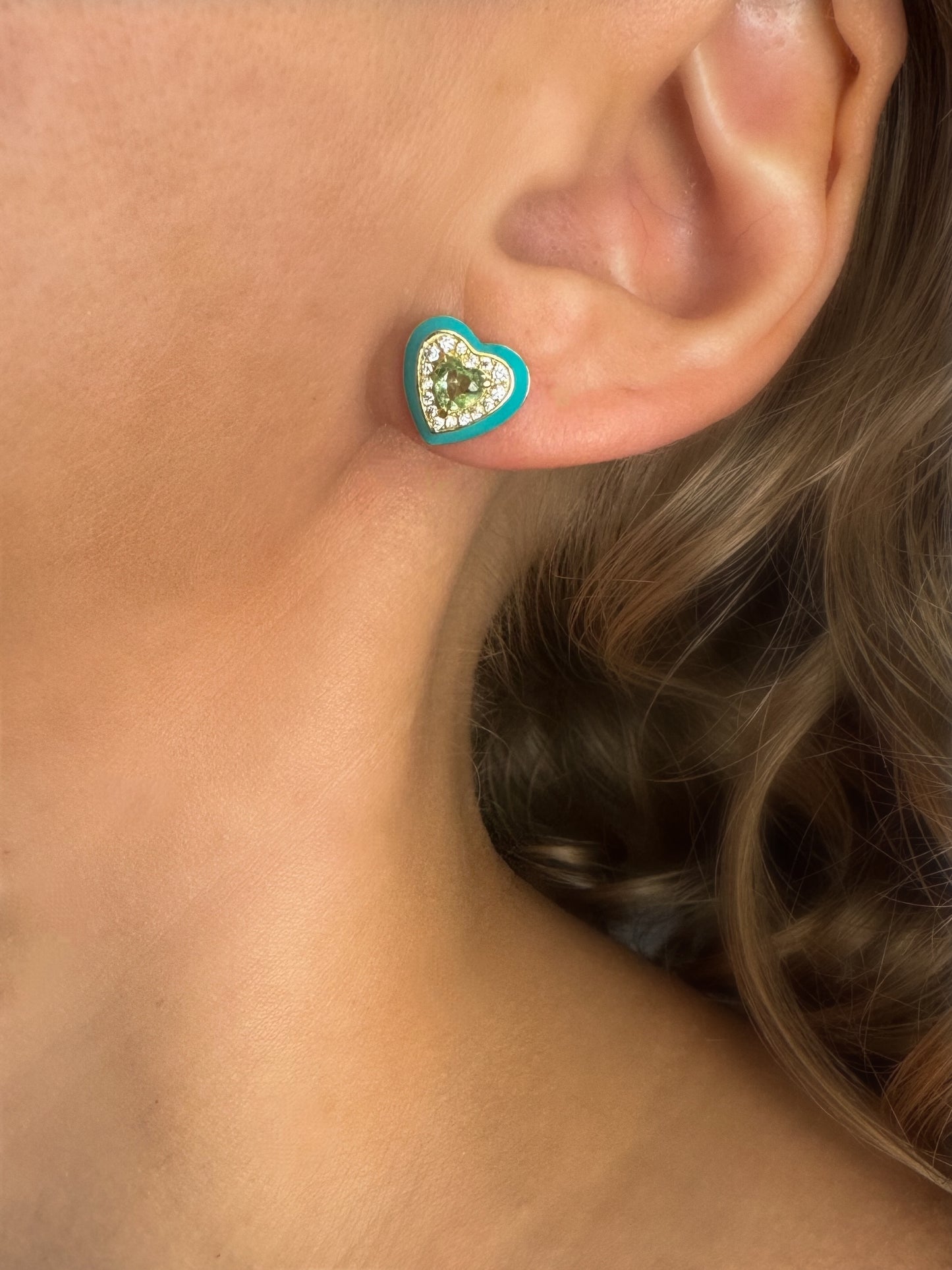 Heart Stud Earrings in Blue