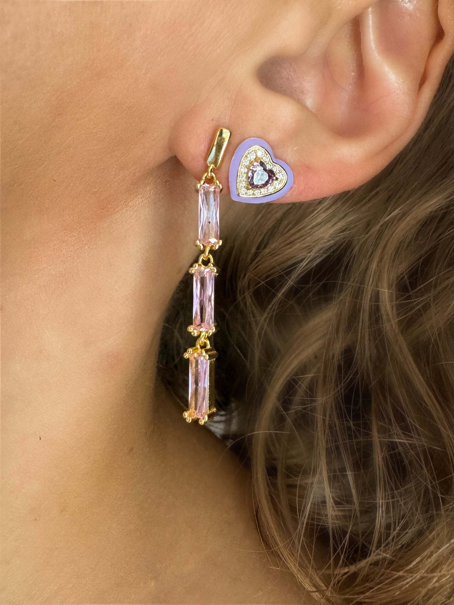Heart Stud Earrings in Lilac