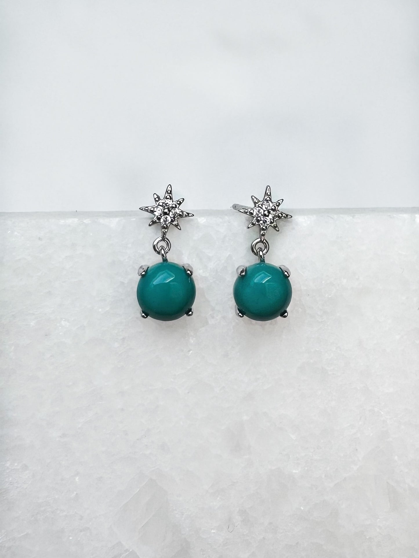 Silver Turquoise Star Earrings