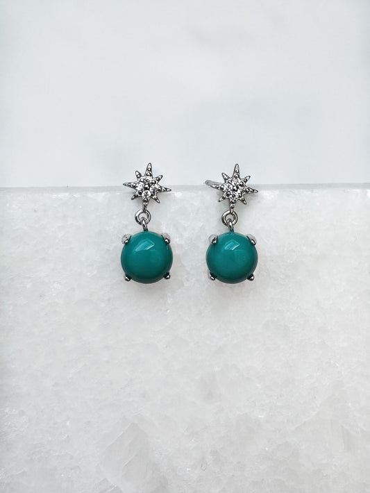 Silver Turquoise Star Earrings