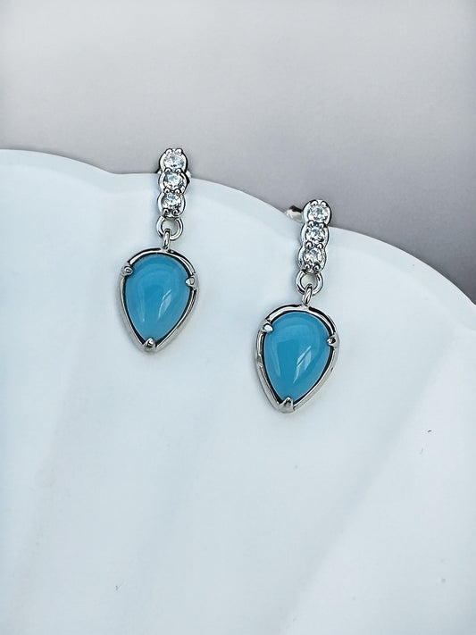 Turquoise Drop Earrings in Silver