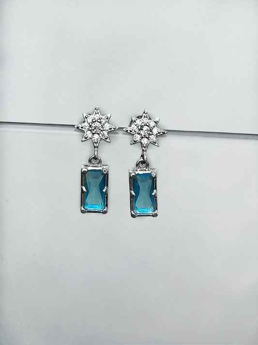 Blue Star Earrings in Silver
