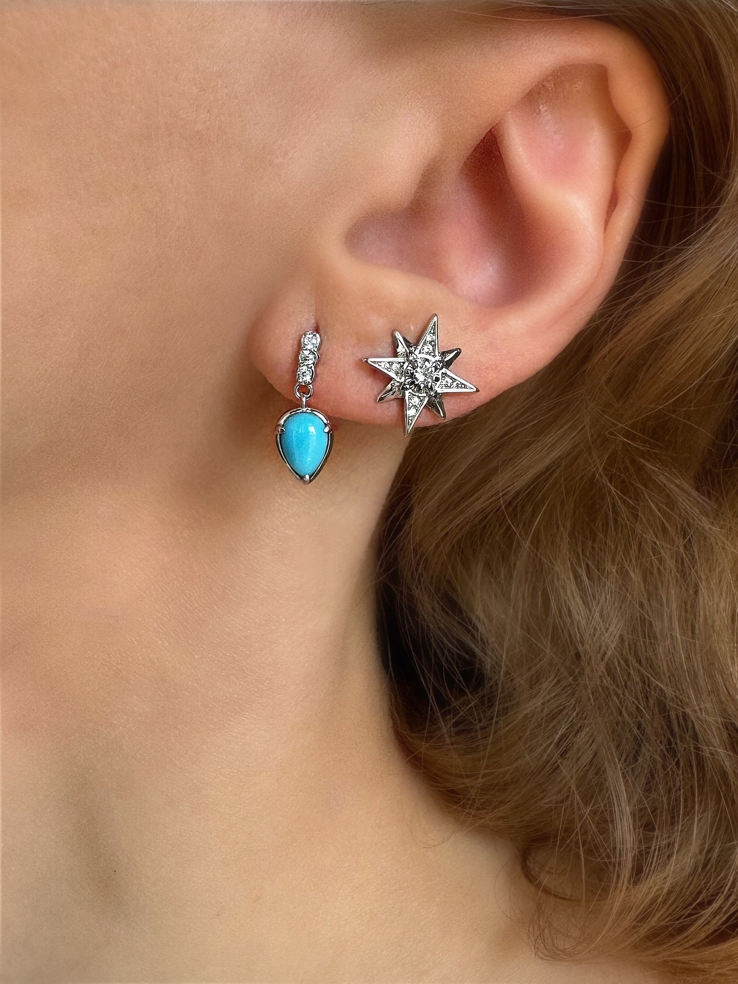 Silver Stars Stud Earrings