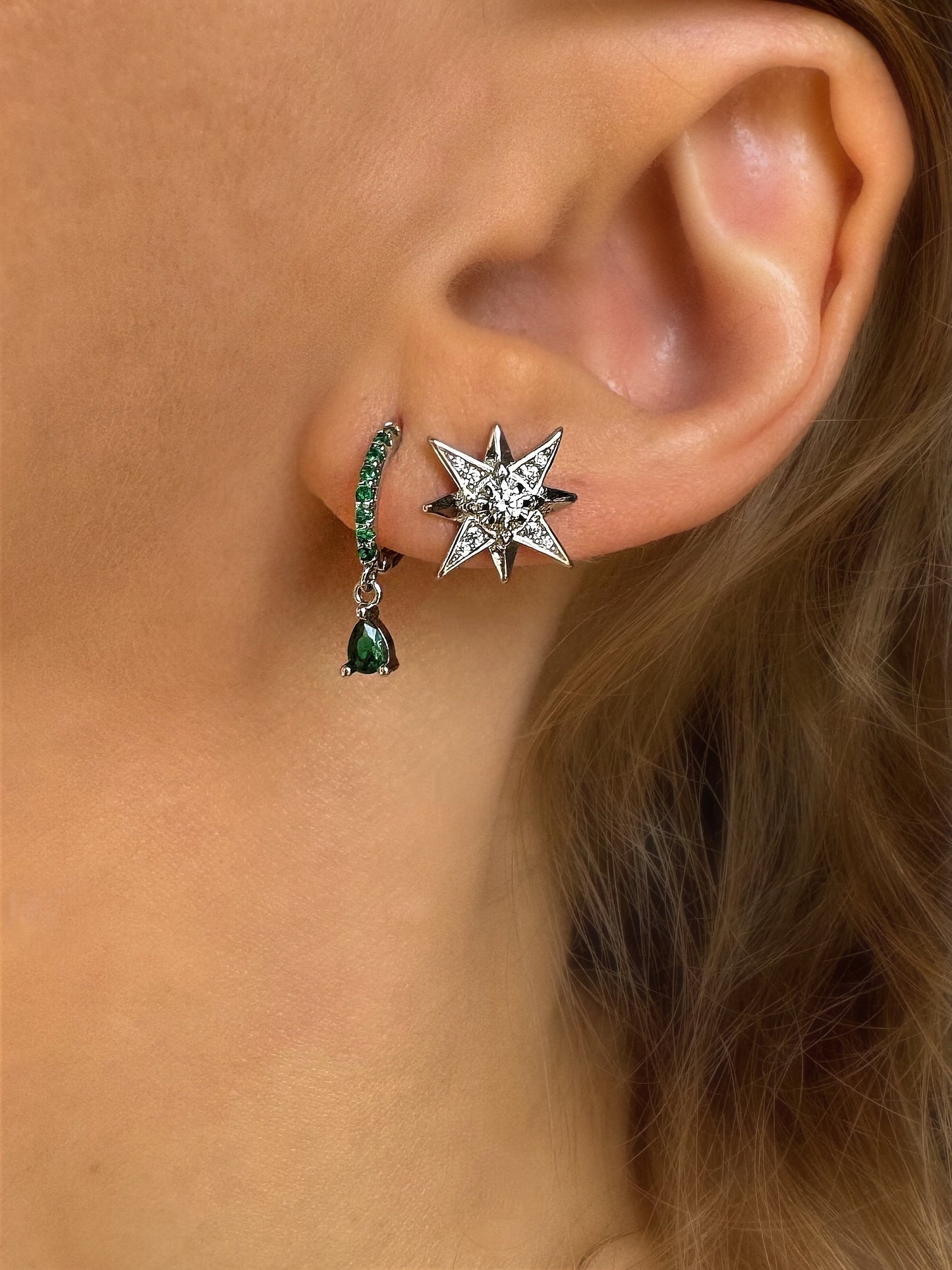 Silver Stars Stud Earrings