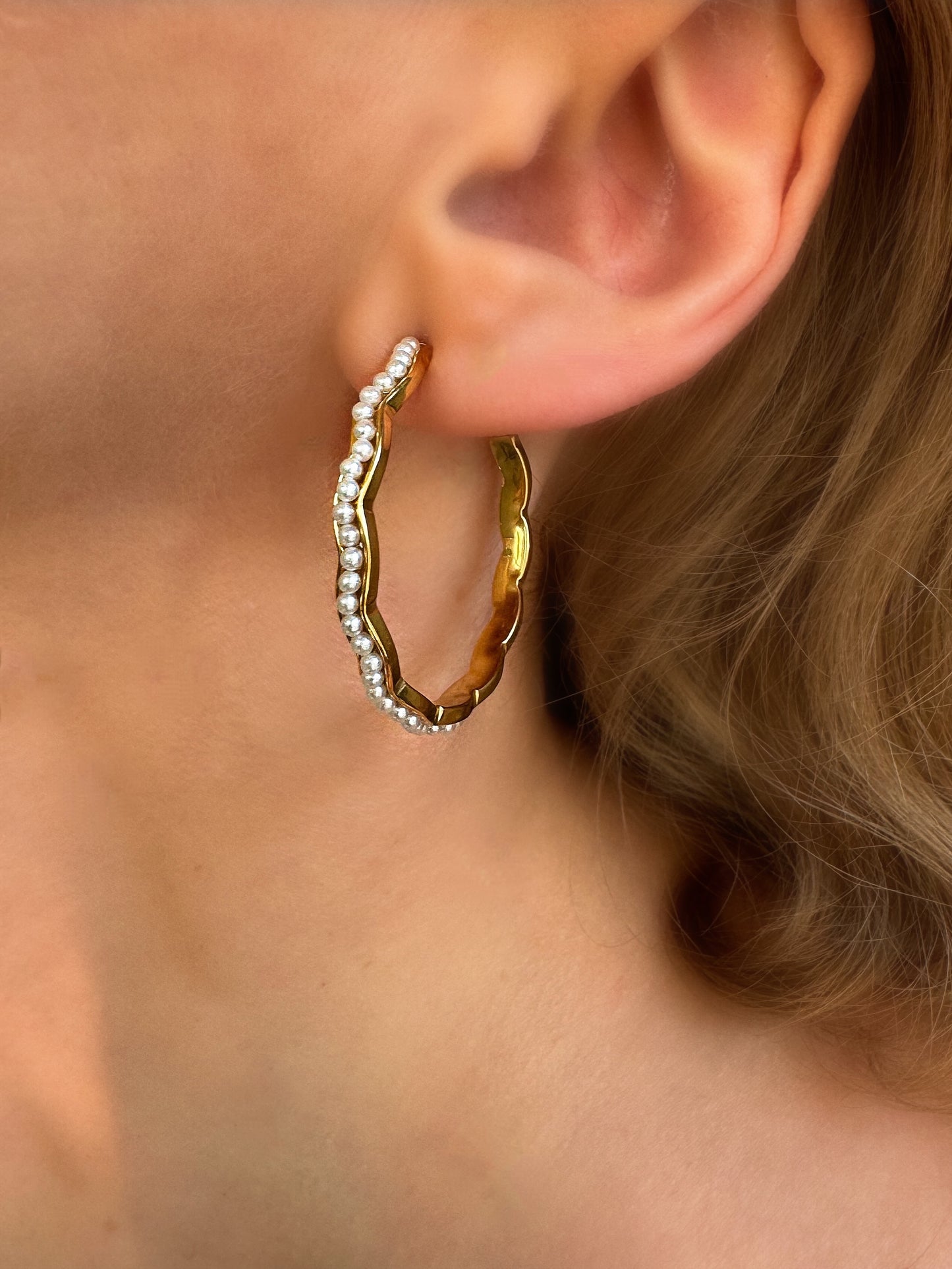 Pearly Hoop Earrings