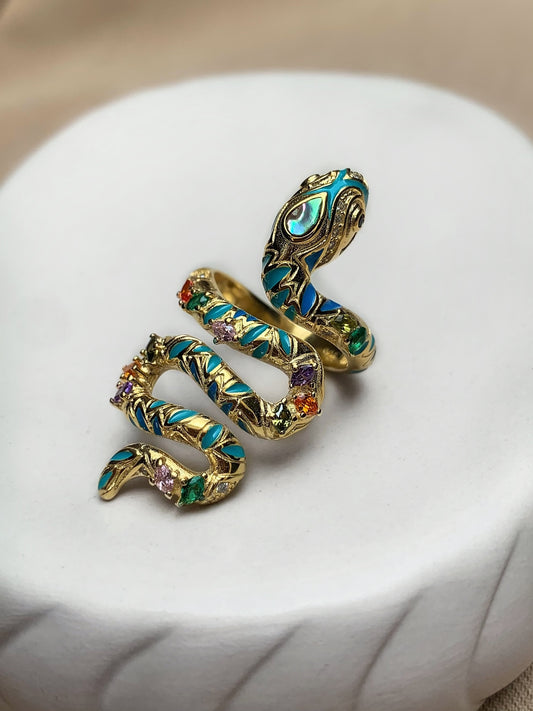Blue Snake Cocktail Ring