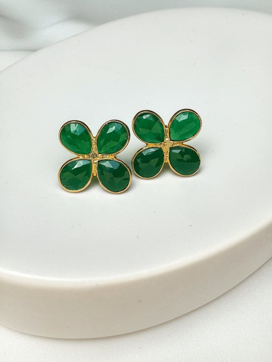 Clover Green Onyx Earrings
