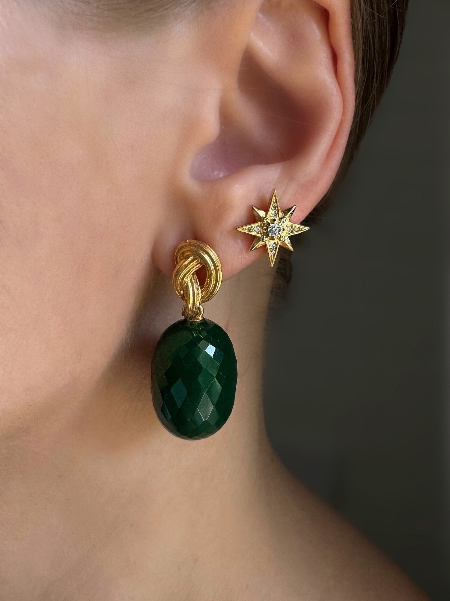 Knot Green Onyx Earrings