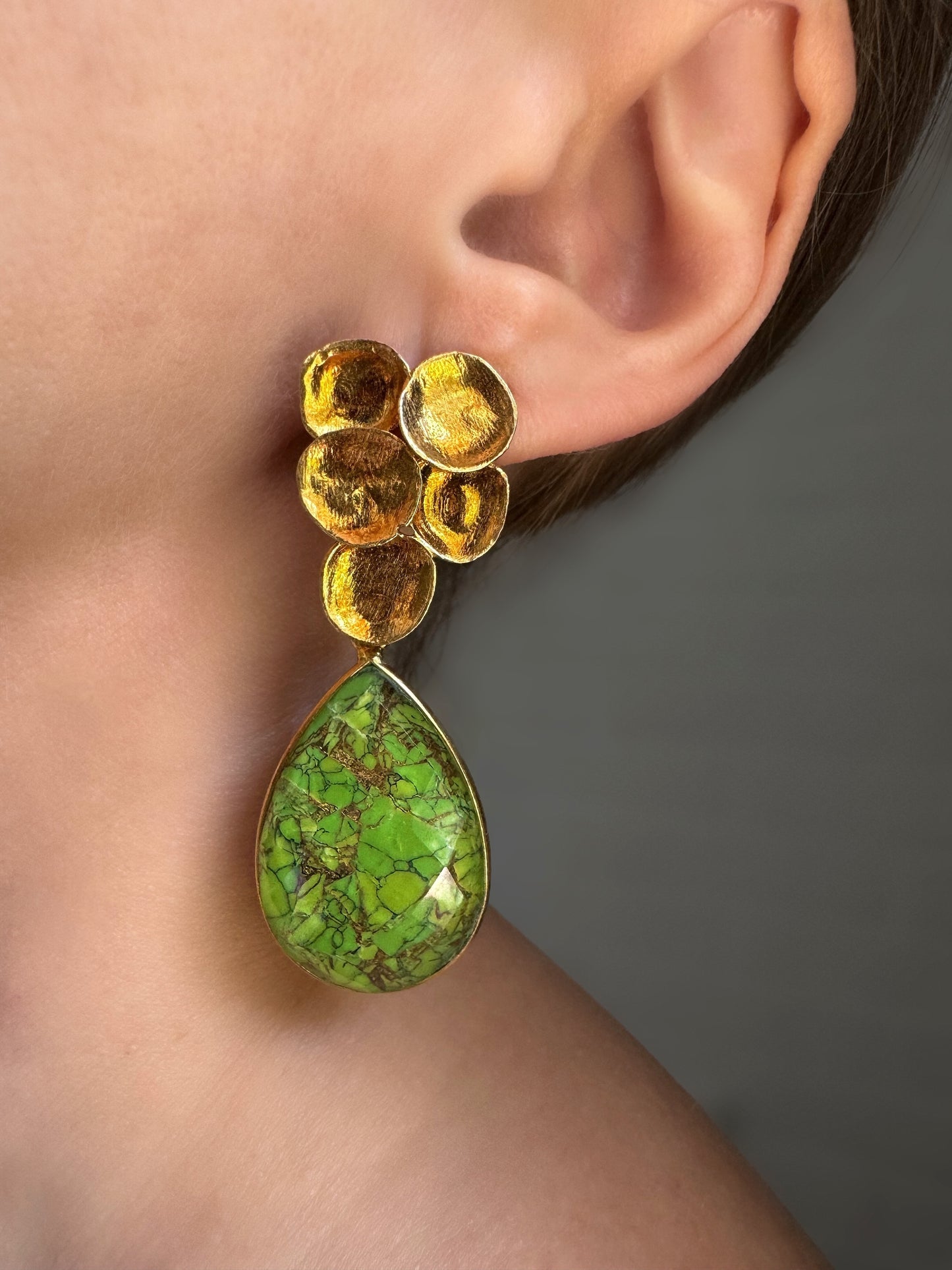 Green Turquoise Statement Earrings