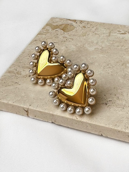 Pearly Heart Earrings