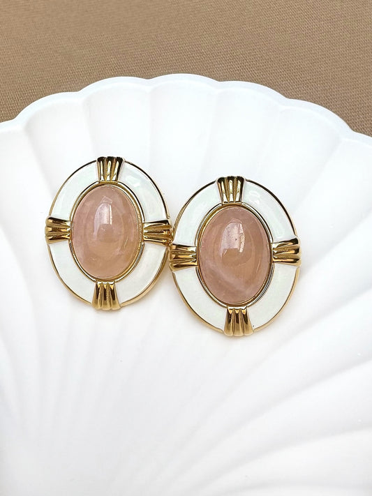 Rose Quartz Vintage Earrings