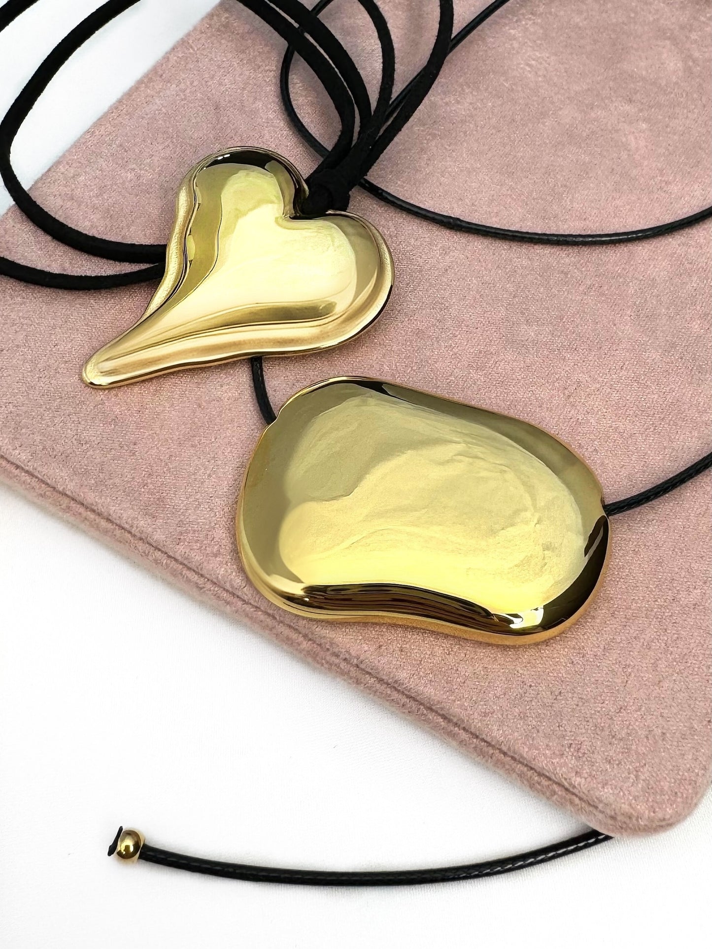 Golden Bean Black Cord Necklace